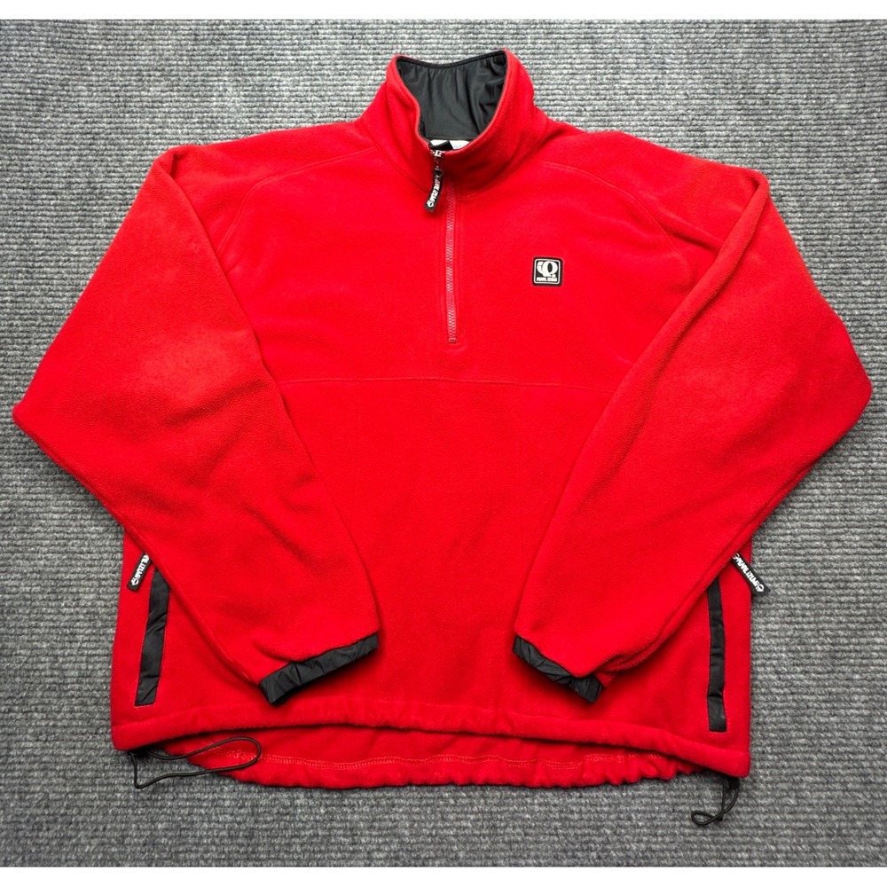 Pearl Izumi Fleece Pullover Men Large Red Quarter Zip Made in USA